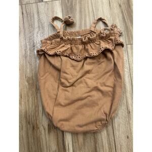 Modern Moments Gerber Romper Baby Girls 18M Brown Eyelet Ruffle Cotton Snap